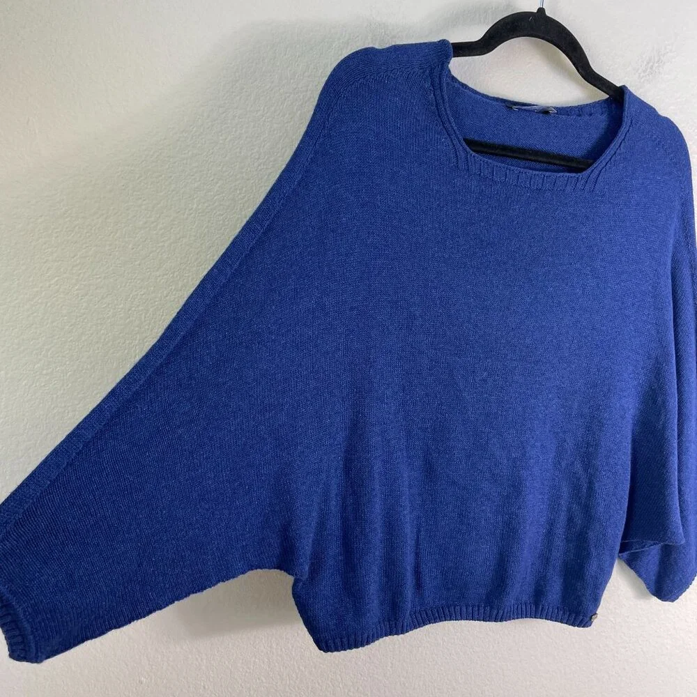 Cop.Copine Womens Medium Bishop Pullover Blue Sweater Dolman Sleeve Square Neck‎ - Picture 12 of 12